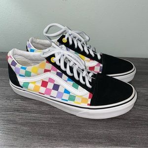 VANS Unisex Black Rainbow Old Skool Checkerboard Skate Shoe - Size 7M 8.5W
